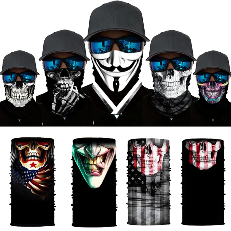 

Movie Clown Anime Skull Seamless Balaclava Tube Neck Scarf Headwear Magic Sports Bandanas Men Cycling Hiking Scarf Neck Gaiter