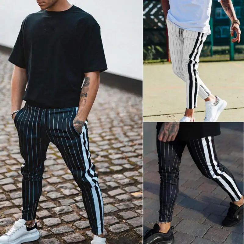 

Fasion Men Casual Pencil Pants Basic Gym Sport Clothes Jogger Pant Cotton Active Urban Slim Fit Elastic Hip hop Long Trousers