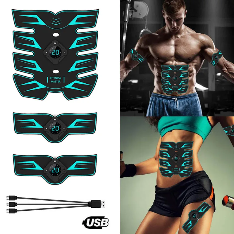 

Тренер спортзал Беспроводной стимулятор мышц живота EMS Смарт-фитнес тренировочный Электрический массажер для тела пояс для похудения USB дл...