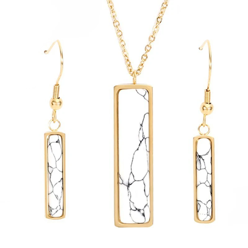 Модный квадратный комплект ювелирных изделий RIR ожерелье с подвеской из