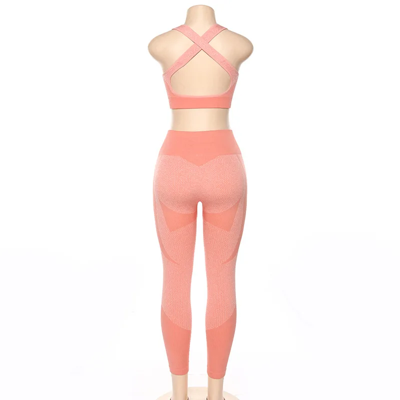 2 шт., комплект для йоги с эффектом омбре, спортивный бюстгальтер и леггинсы, Женский комплект для спортзала, бесшовная одежда для тренировок, фитнеса, спортивная одежда, спортивный костюм для фитнеса