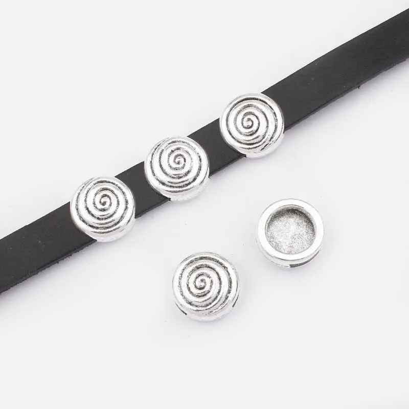 10 шт. тибетский серебристый/Бронзовый спиральный слайдер разделитель бусины для