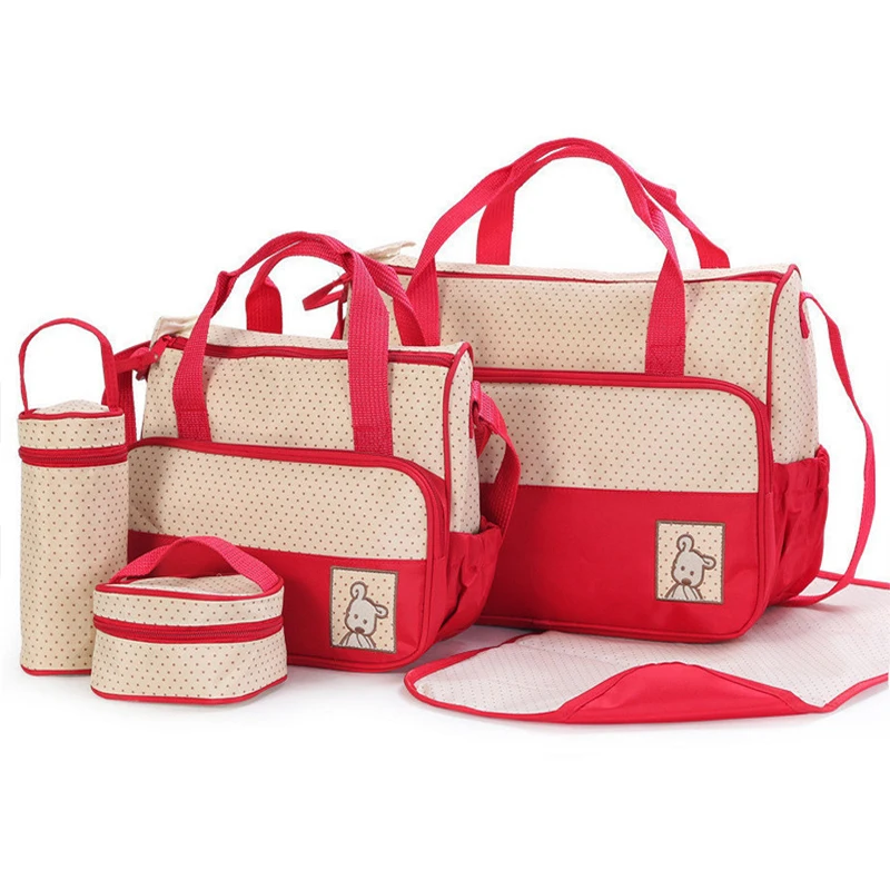 

Multifuncational Large Capacity 5Pcs Baby Diaper Bag Shoulder Bags Organizer For Mummy Maternity Baby Bag For Mom Diaper Bag
