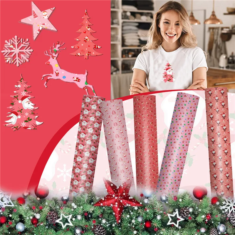 

Теплопередающая пленка, рождественские Мультяшные узоры, печать, теплопередающая бумага, «сделай сам», инструменты для футболок, шляп, носк...