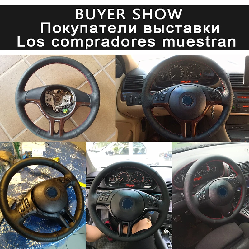 WCaRFun черный чехол на руль из искусственной кожи для BMW E39 E46 325i E53 X5|car steering wheel