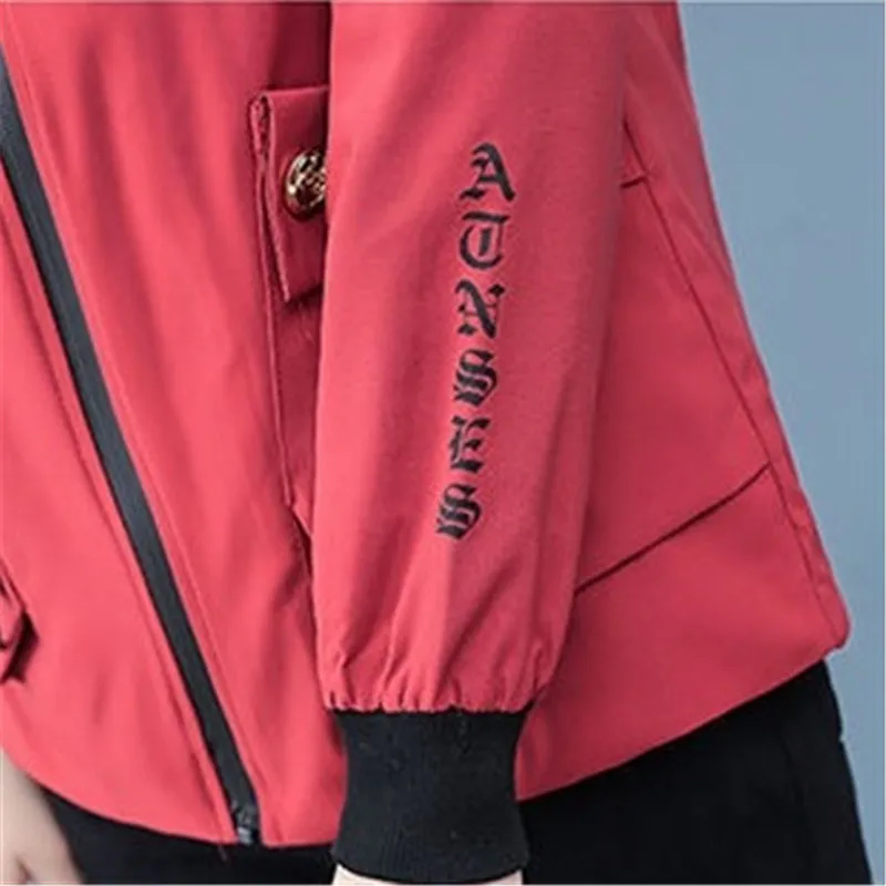 

Plus Size Casual Women Hooded Jackets Spring Autumn Streetwear Print Loose Zipper Baseball Uniform Female Basic Coat M-3XL 2021