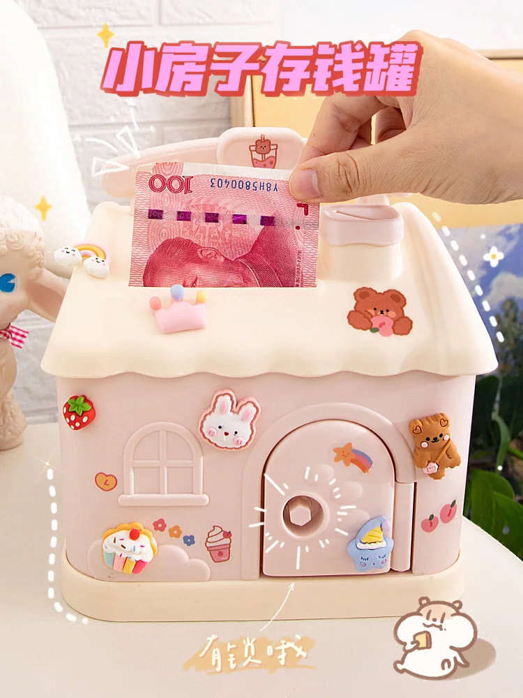 

Cute House Piggy Bank Children's Coin Box With Lock Piggy Bank Money Box For Kids Safe Money Bank Coin Bank Cash Box Saving Box