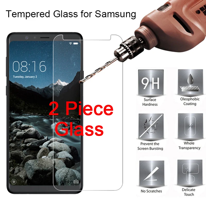 

2 шт. стекло пленка среднего класса против царапин для Samsung J8 2018 J4 J6 плюс J5 J7 Prime Защитное стекло для Samsung J2 Core J260F HD с уровнем твердости 9H