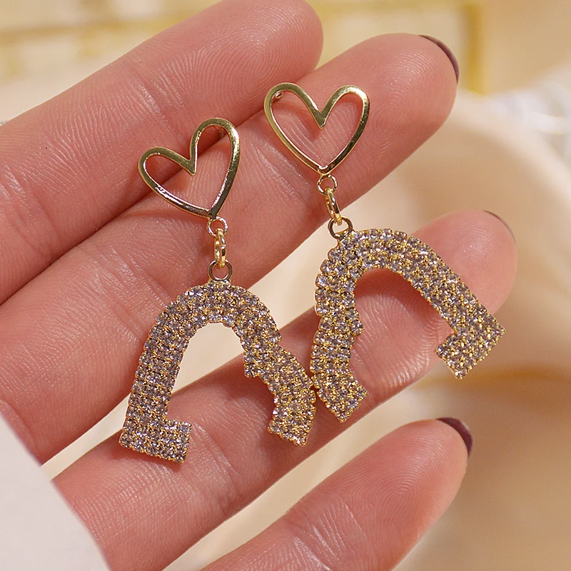 

Vintage Exquisite 14k Real Gold Jewelry Lovely Heart Earrings for Women Luxury AAA Zircon Stud S925 Silver Needle Party Hot Gift