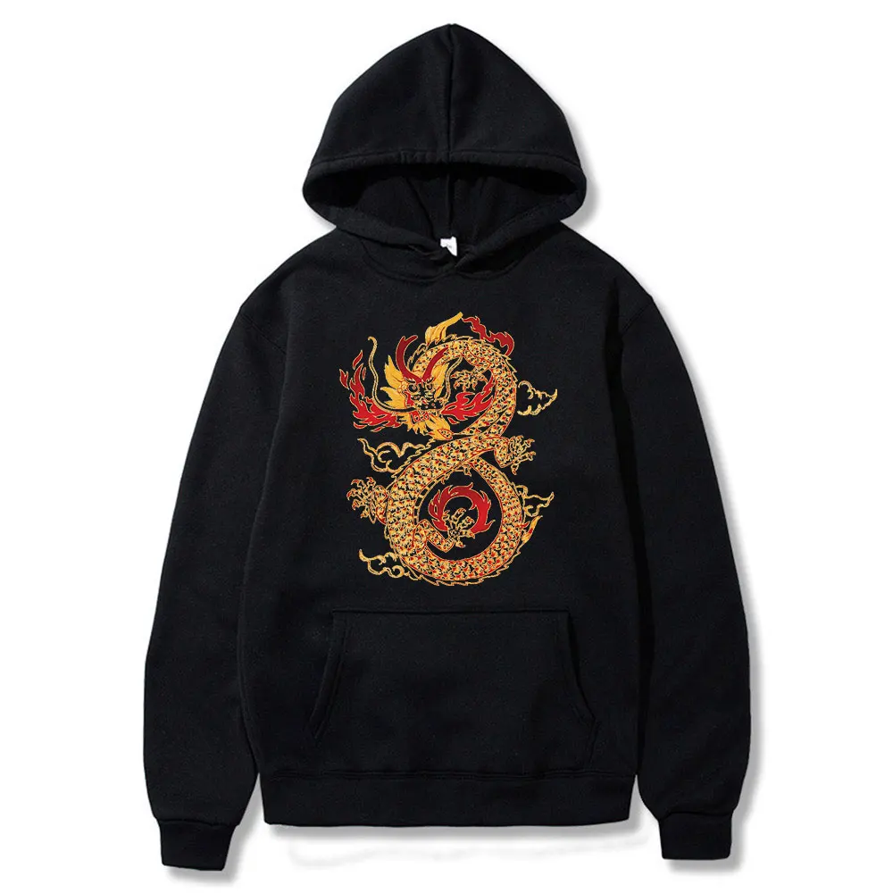 

Vintage Hoodies Men's 2021 Chinese Dragon Print Hoodie Street Casual Hip Hop Sweatshirts Men Oversized Sweatshirt Hoodies