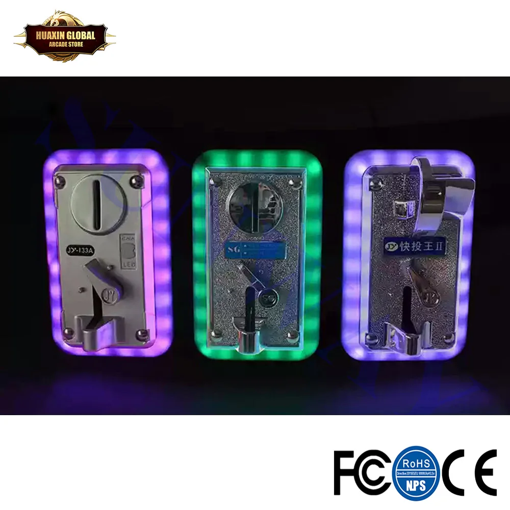 

1PC Universal Colorful LED Flash Decorative Front Type Coin Selector/ Illuminate Frame Coin Acceptor for Vending Arcade Machine