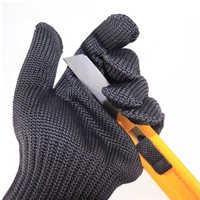 cut resistant thread weave gloves stainless steel wire fishing fillet gloves outdoor camping safety survival kit one pair black