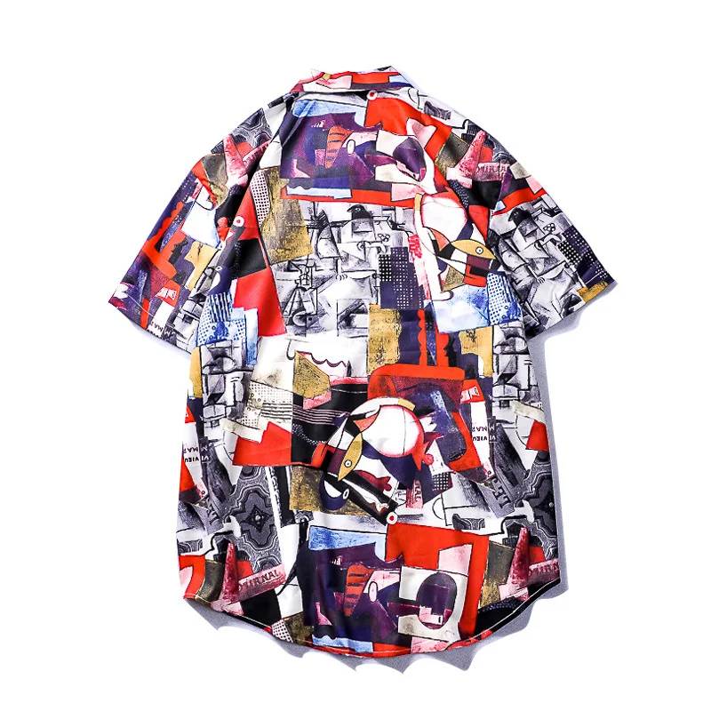 

2021 New Europe and USA striped graduated printing 3D summer shirts for men new sport color ca