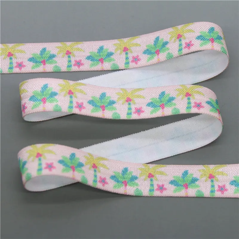DUWES 5/8inch 5yards car washing Coconut fruit printed Fold Elastic FOE stretch ribbon hairbow headwear headband DIY OEM E5788 | Дом и сад