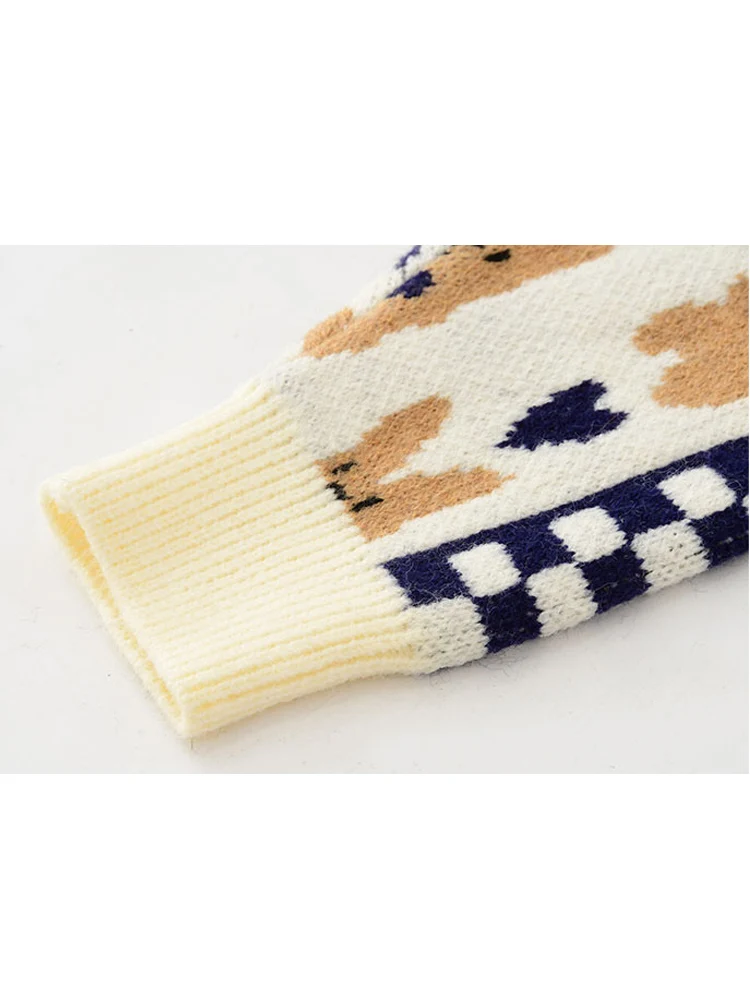 2021 Vintage Print Sweater Pullovers For Women Sweet Casual Harajuku Oversized Fashion O-Neck Female Loose Warm Knitwear Jumper | Женская