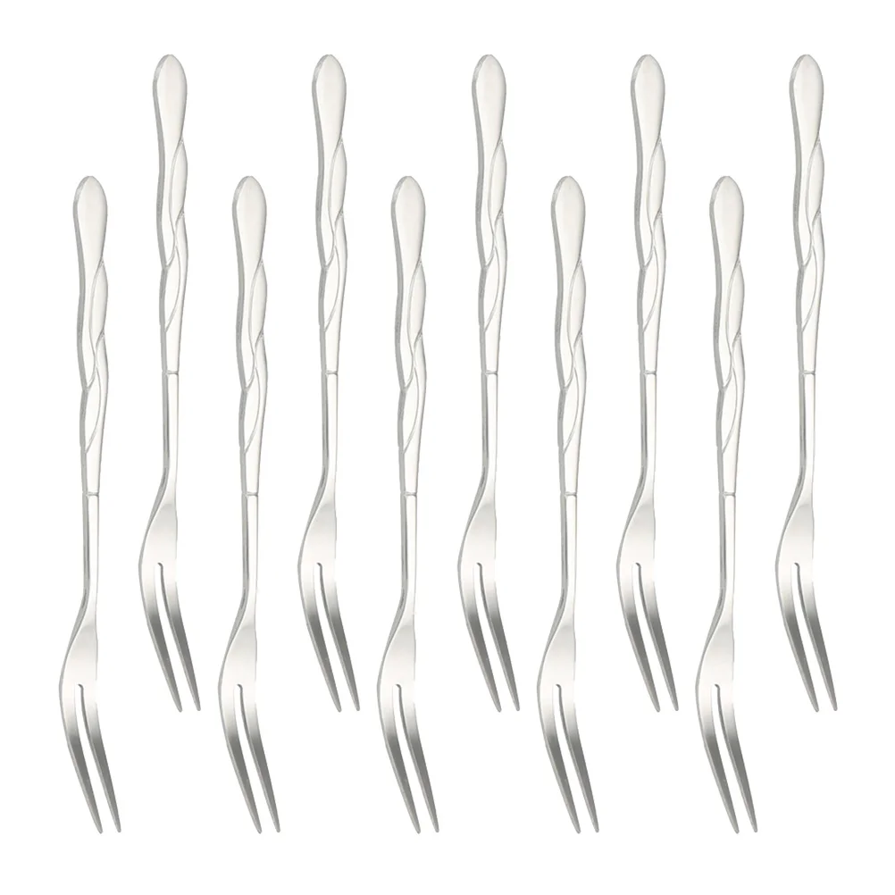 

10 шт., вилка для фруктов, из нержавеющей стали