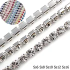 1 млот Блестящие кристаллы плотные Стразы цепочка Серебряная цепочка без горячей фиксации стразы отделка Швейные Стразы цепочка для стакана