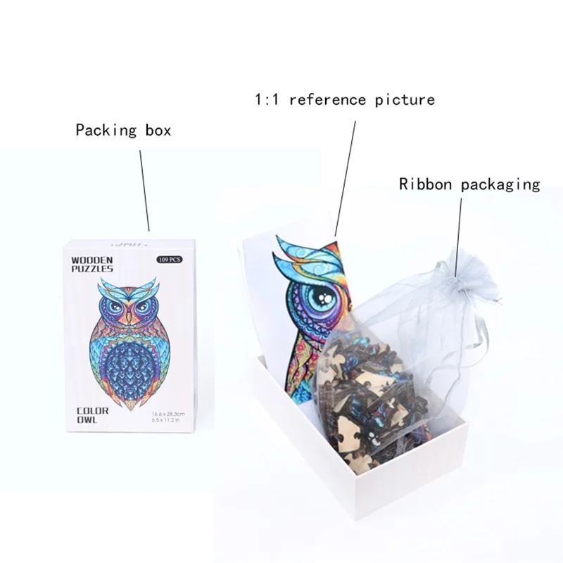 

Unique Wooden Animal Jigsaw Puzzles Mysterious Puzzle Gift For Adult Kids Educational Fabulous Montessori Children's Toys Gift