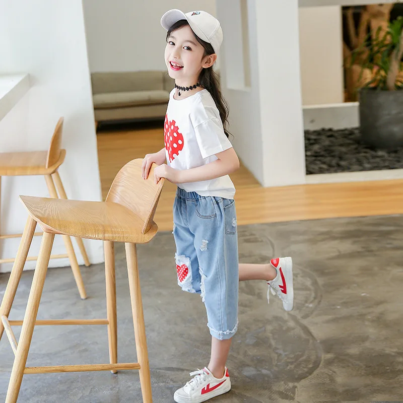 Комплект одежды из 2 предметов для девочек футболка с коротким рукавом и принтом +