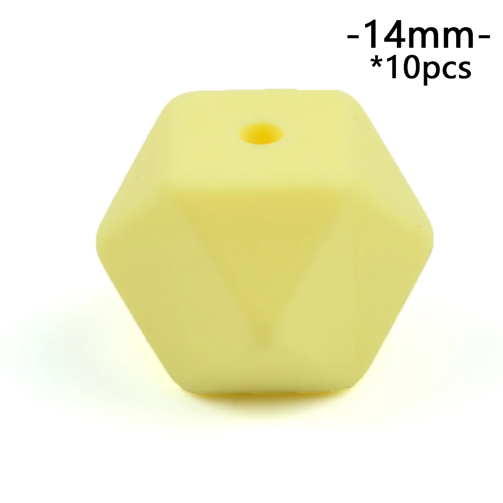 cream yellow Lofca10 шт 14 мм Мини шестигранные силиконовые бусины Детские Прорезыватели BPA бесплатно DIY ожерелье соска цепь Детские Прорезыватели уход за младенцем - Цвет: cream yellow