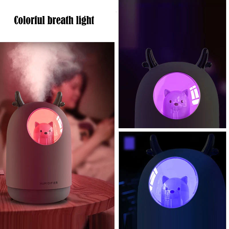 Home Appliances 300ml USB Air Humidifier Cute Pet Ultrasonic Cool Mist Aroma Oil Diffuser Romantic Color LED Lamp Humidificador | Бытовая