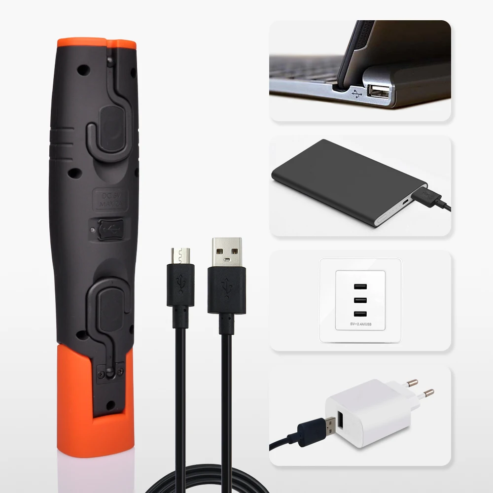 구매 충전식 LED 작업 조명, 휴대용 무선 LED 검사 램프, 고휘도 LED 토치 라이트, 전면 3W COB LED 및 상단 3W LED