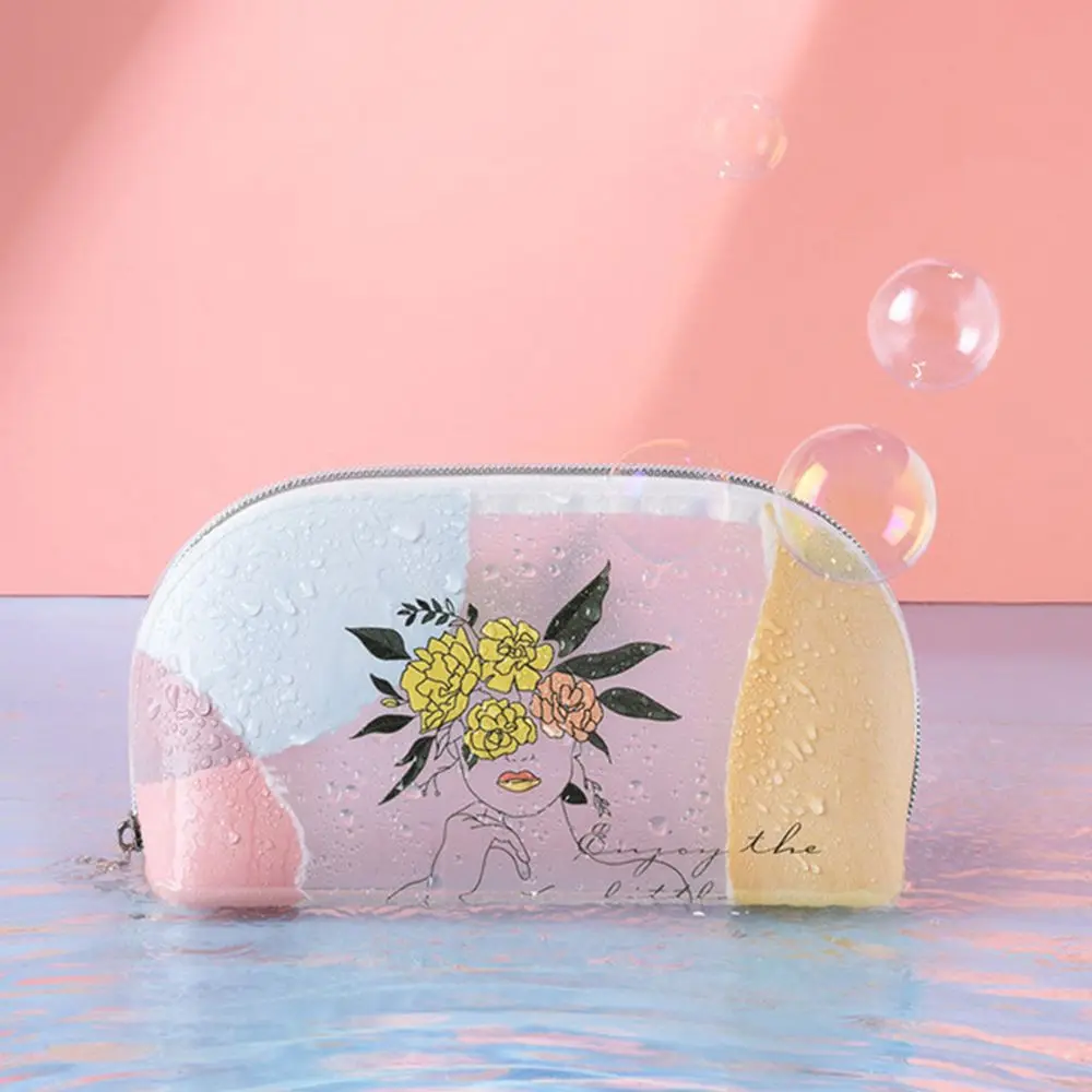 

Morandi Style TPU Cosmetic Bag Waterproof Printing Swanky Toilet Bag Portable Transparent Wash Cases MakeUp Tools Organize
