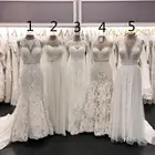Женское свадебное платье из тюля, белое кружевное платье-трапеция с V-образным вырезом, 5 моделей, 2022