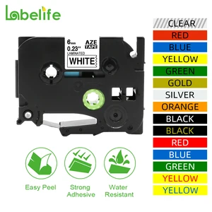 Ламинированные ленты Labelife, 1 шт., цвет черныйбелый, 6 мм, совместимы с принтером для этикеток Brother