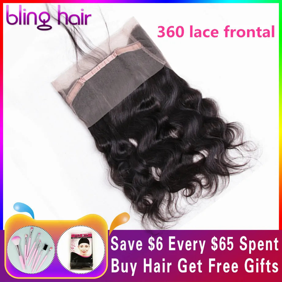Bling Hair бразильские волосы объемная волна Закрытие 360 Кружева Фронтальная Remy человеческие волосы закрытие с детскими волосами натуральный цвет