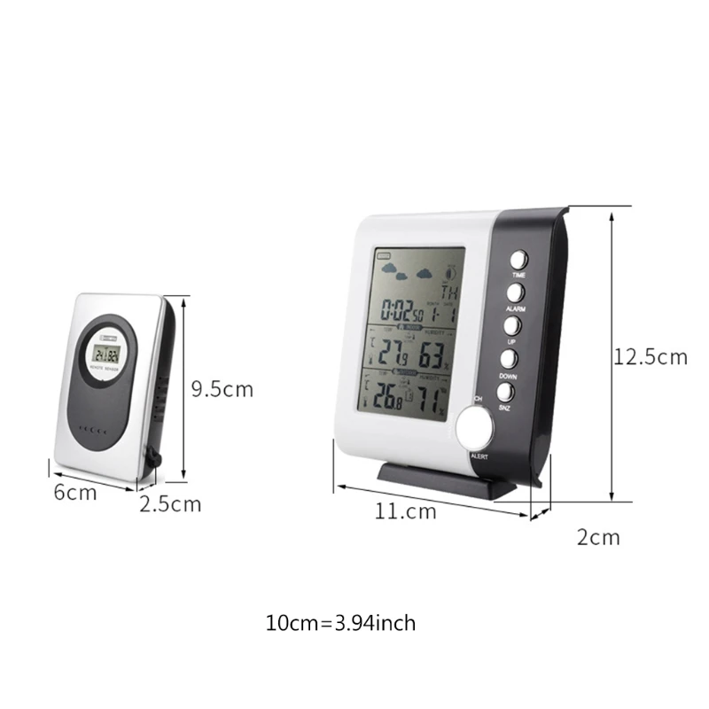 

H58B Indoor Outdoor Thermometer Wireless Weather Station Forecaster Temperature Humidity Snooze Alarm Clock Calendar C/F