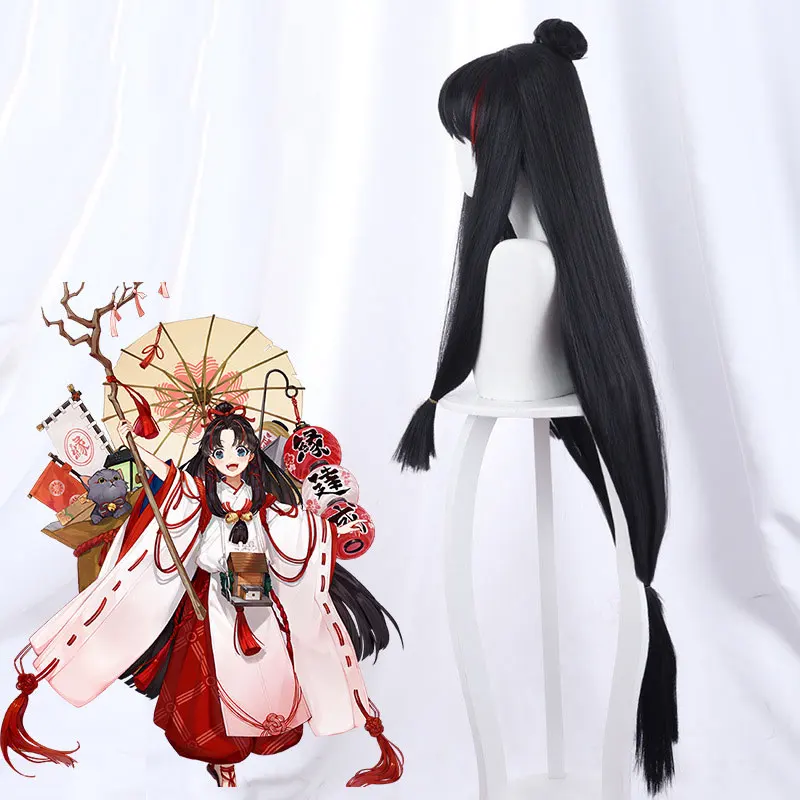 Женский длинный прямой парик Netease Games Onmyoji Master Knot God черный красный для косплея |