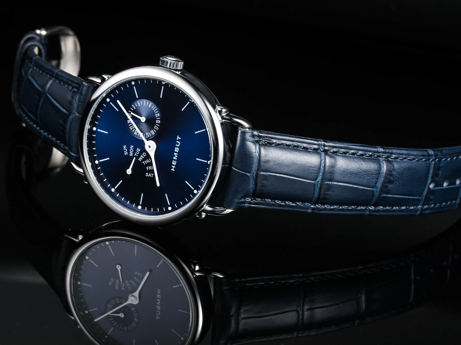 Кожаные часы с тиснением аллигатора синие ремешки для быстрой замены 16 мм 18 20 22