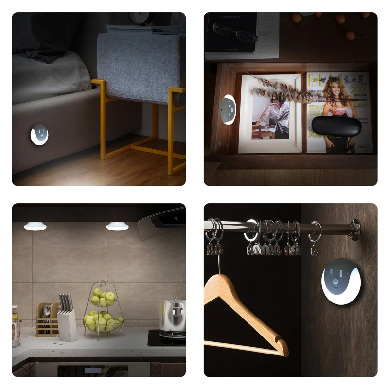 

USB Rechargeable Night Lamp with Body Induction Sensor Smile Children Light for Home Kitchen Bathroom Cabinet Wardrobe
