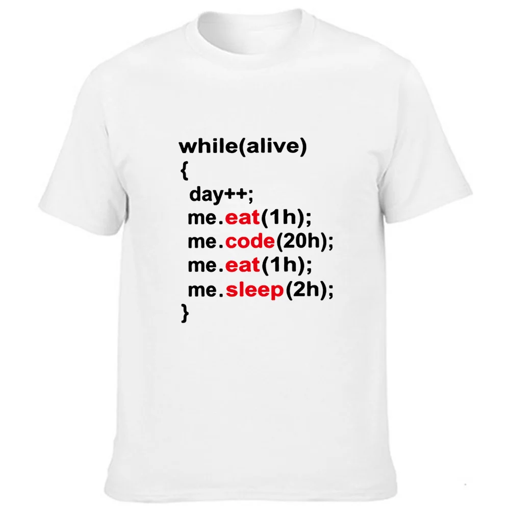 Футболка мужская с программирующим рисунком тенниска надписью &quotEat Code Sleep&quot