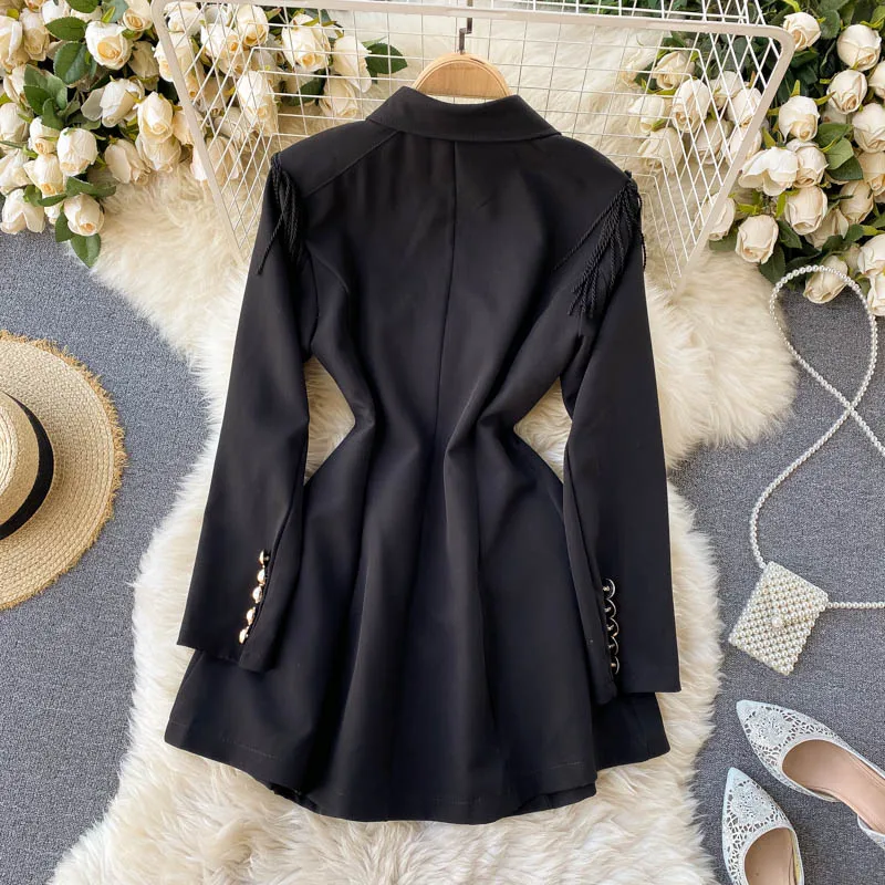 

New Elegant Buttons Retro British Style Women Suit Blazer Spring Trendy Office Ladies Blazer Jacket TN487