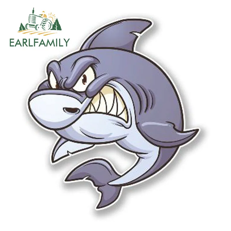 EARLFAMILY 13 см x 12 Виниловая наклейка в виде акулы для ноутбука дорожная животного