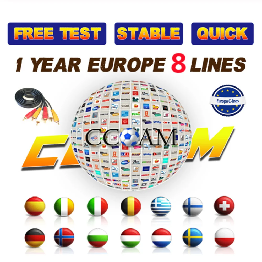 

Europe ccam 8 Lines Satellite DVB-S2 for GTmedia V8 Nova V7S V9 Freesat Oscam Server test 48h Europe CCAM 8 Lines Satellite DVB