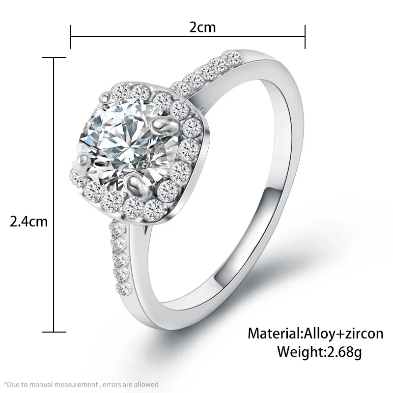 

Fashion Luxury Crystal Engagement Ring for Women AAA White Cubic Zirconia Silver color Rings 2021 Wedding Trend Female Jewerly
