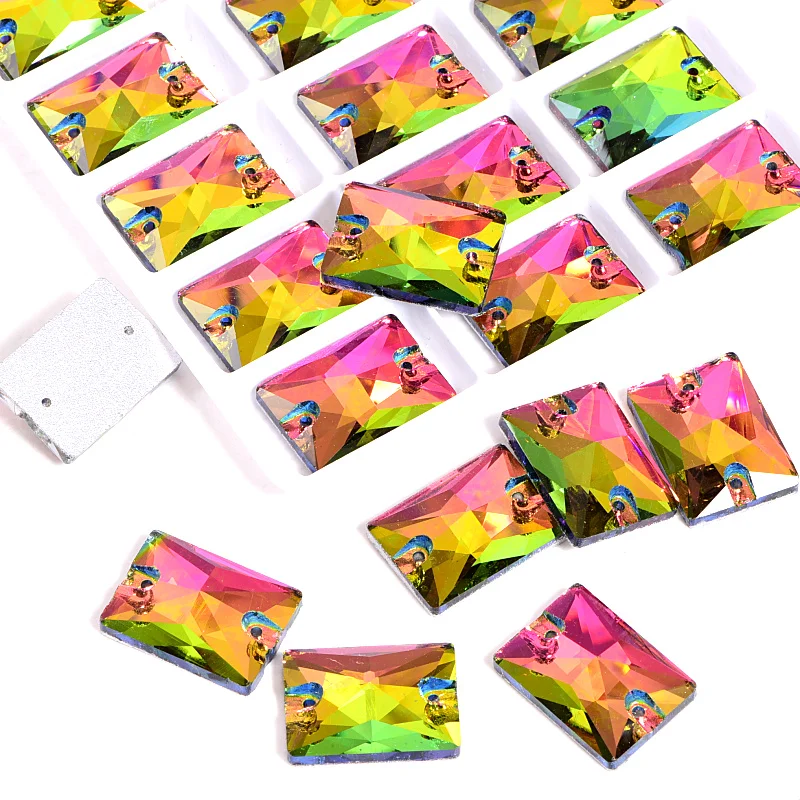 Прямоугольные Стеклянные стразы шьют с плоской задней стороной для пришивания