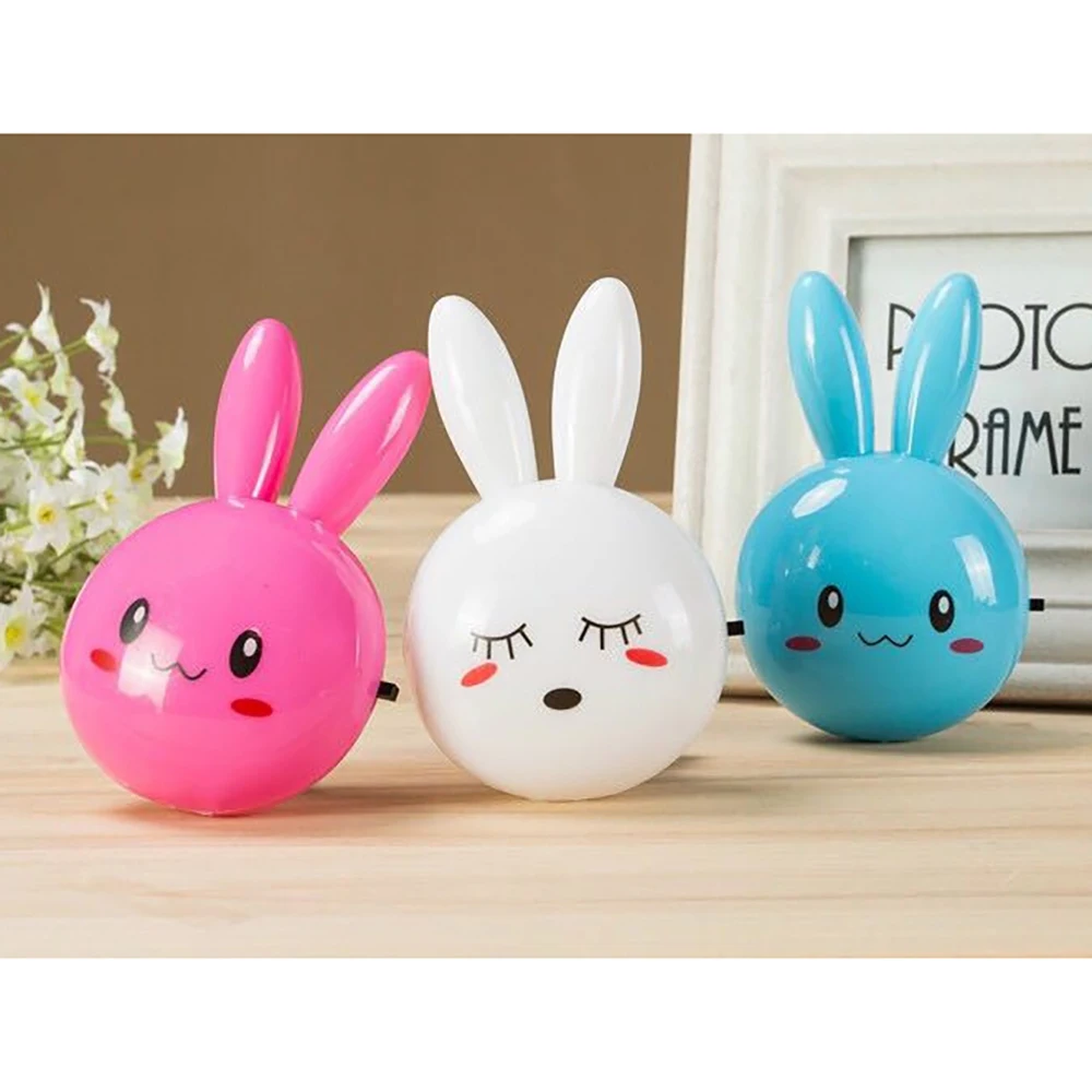 

3 Colors LED Cartoon Rabbit Night Lamp Switch ON/OFF Wall Light AC110-220V EU US Plug Bedside Lamp For Children Kids Baby Gifts