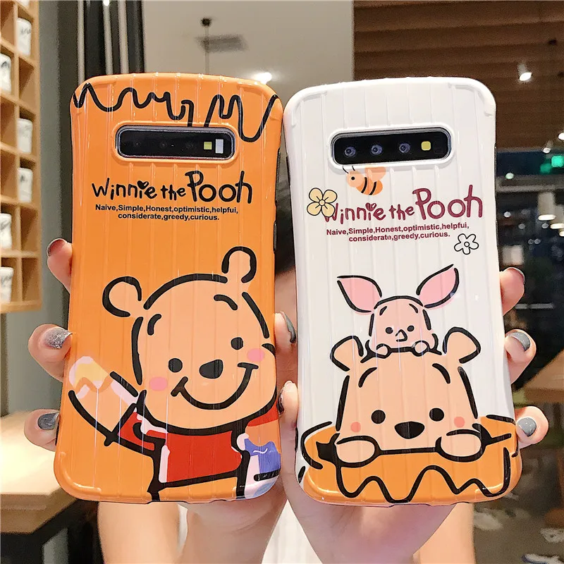 IUENUA изогнутый чемодан медвежонок пух чехол для телефона samsung Galaxy Note 10 S8 S9 S10 Plus 9 8
