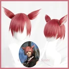 Парик для косплея FF14 G'raha Tia с ушами последней фантазии, парик из красных коротких синтетических волос, термостойкий, для ролевых игр на Хэллоуин, G'raha Tia