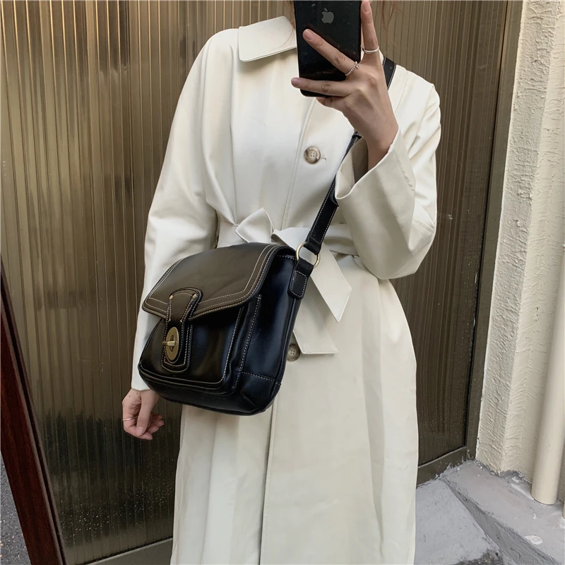 

Winter Fashion New Soft PU Leather Crossbody Bag Women's Designer Handbags and Purses Small Black Shoulder Bag Branded Clutch