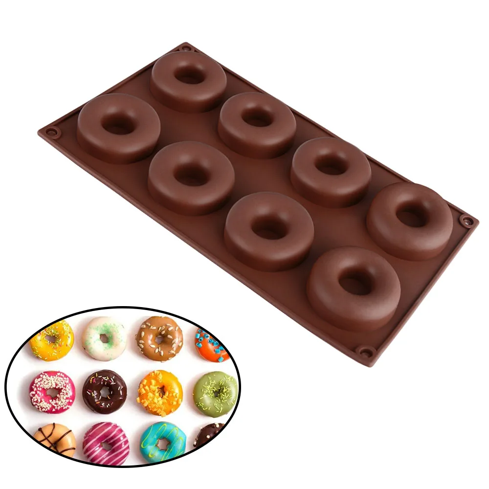 8 полости силиконовые формы пончики шоколадный торт печенье помадка DIY дома