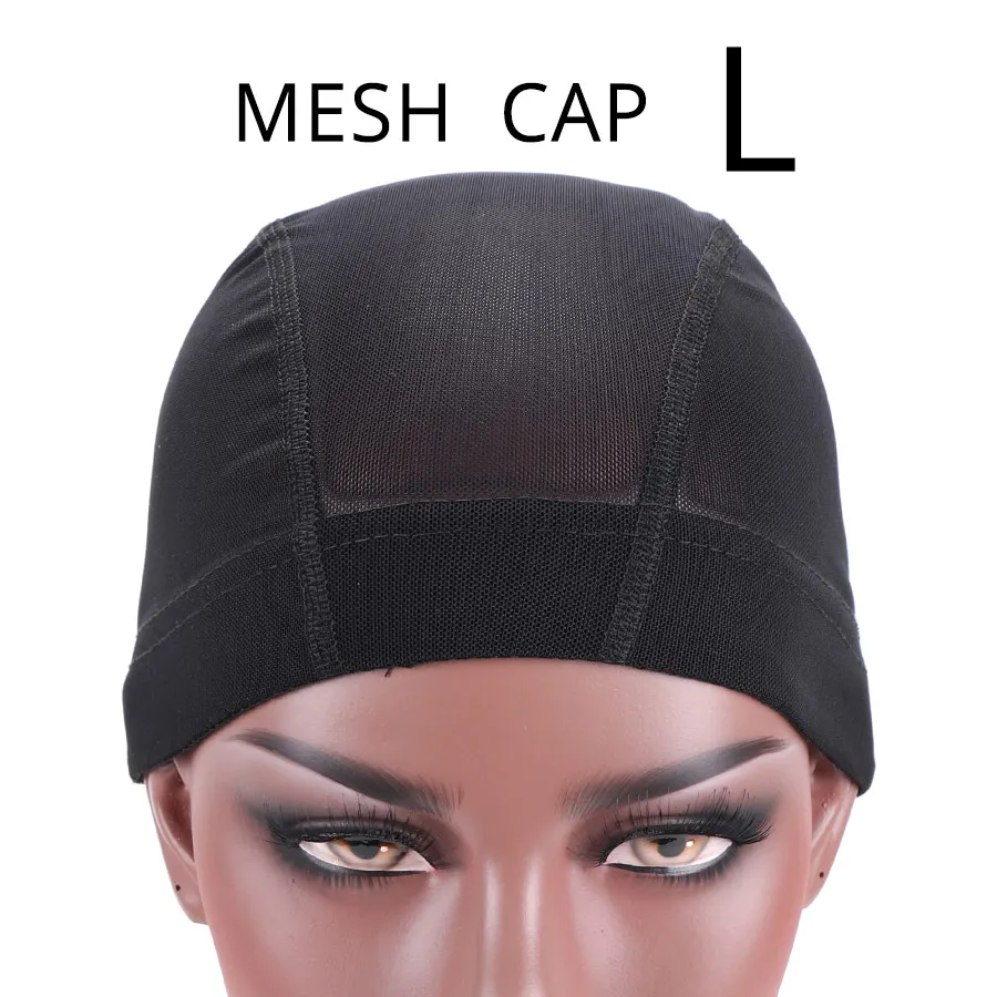 MESH-L-1PCS Plussign 1 шт. оптом чехлы из спандекса на купол Кепки для парик качество Strech синтетические волосы переплетения сетка эластичная сеточная подкладка; купол Кепки пакет черный - Цвет: MESH-L-1PCS