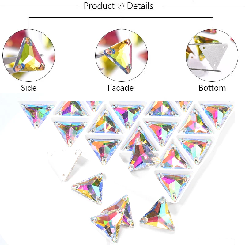 Трехугольный белый камень стекло стразы для шитья лучшие стеклянные с плоским
