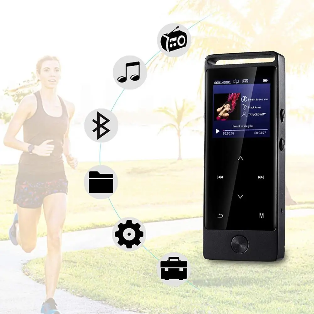 Ультра-тонкий Lossless HiFi Bluetooth MP3 музыкальный плеер BENJIE-S8 сенсорная кнопка с fm-радио, диктофон