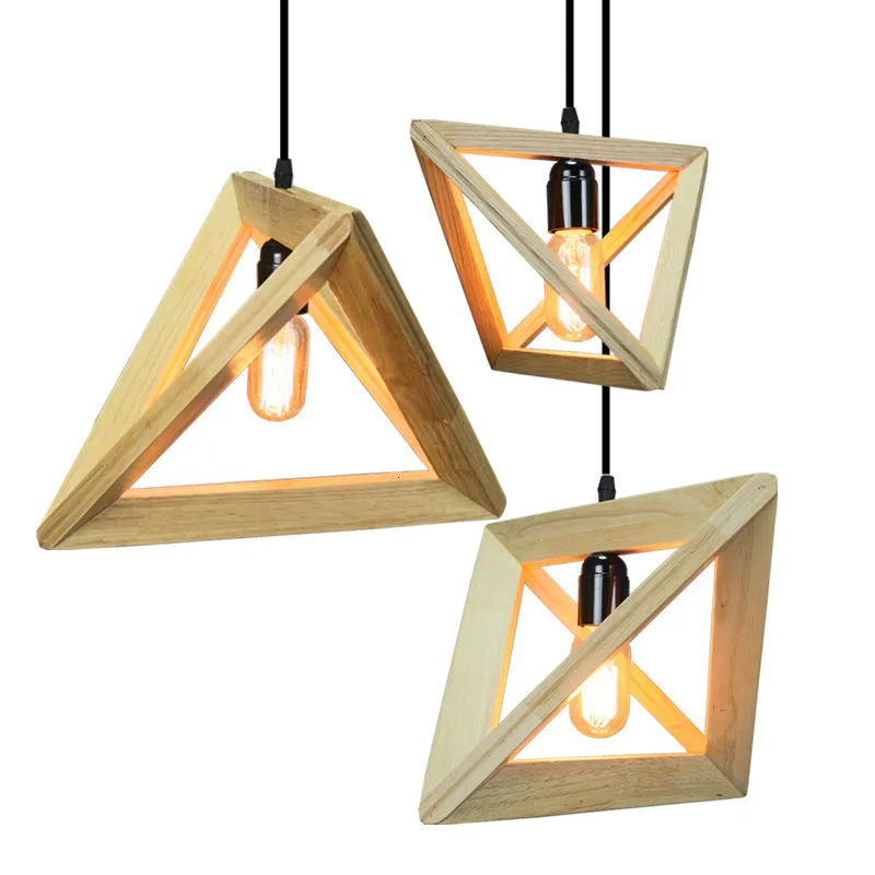 Винтажный деревянный светодиодный подвесной светильник Современный арт для