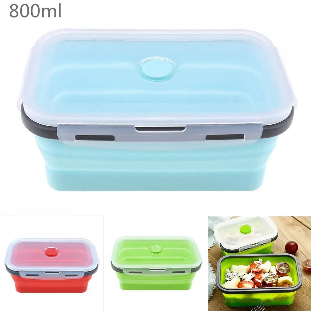 800 мл портативная прямоугольная силиконовая Масштабируемая складная коробка для